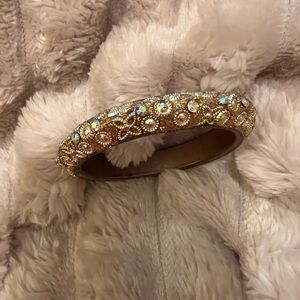 Gold Embellished Bangle with AB Crystals EUC